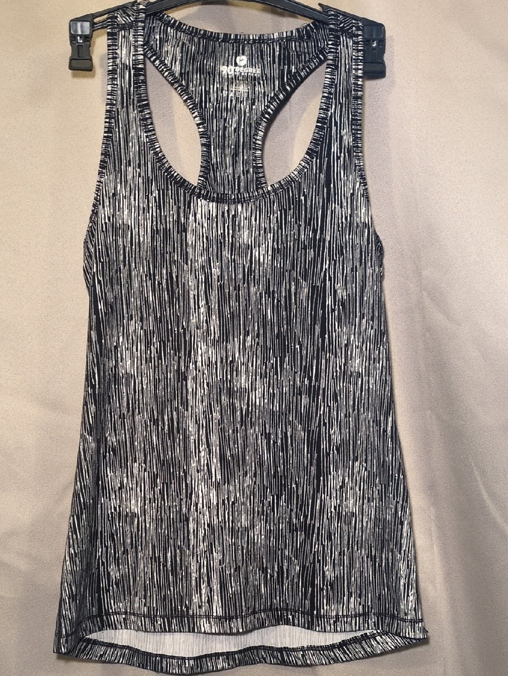 90 Degree By Reflex Black and White Striped Racerback Tank